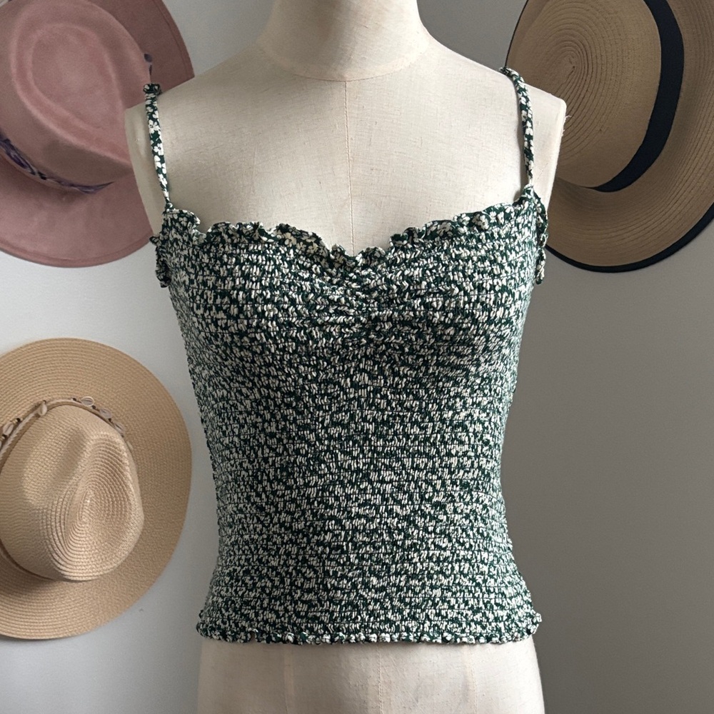 Reformation Green Floral Tank Top